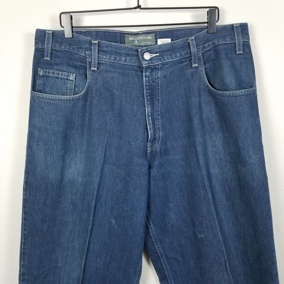 Levi's Vintage 90s Y2K Grunge Blue Denim SilverTab Baggy Fit Jeans Size 36x32 - Picture 2 of 12